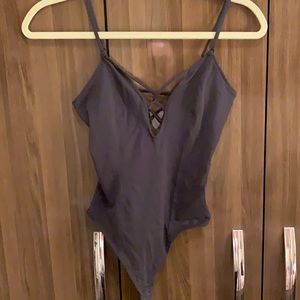 Express criss cross open back thong body suit